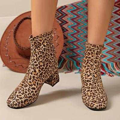Shoes for Women 2024 Plus Size Ankle Women's Boots Retro Modern Boots Women Sewing Round Toe Back Zip Chunky Heels Shoes Female