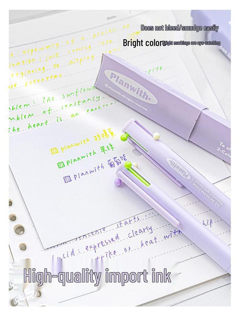 Planen mit Tricolor Druckknopf 0,5mm Stift: Schnelltrocknendes, hochwertiges, mehrfarbiges schwarzes Schreibwarenwerkzeug