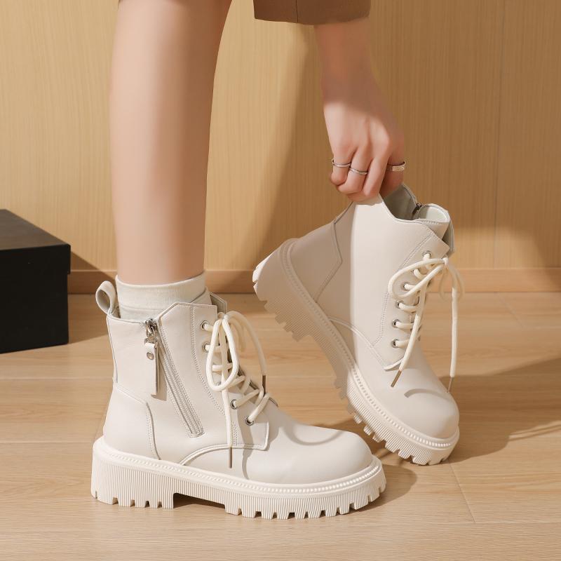 Women’s Winter Boots Casual Brown Short Motorcycle Boots Street Style Black Warm Ankle Boots with Fur Plus Size