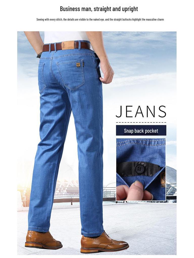 Xintang Herren Sommer Locker Gerade Bein Lässige Jeans für Mittelalterlichen Business-Stil
