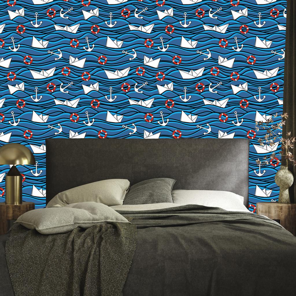 Paper Boats at Sea Wallpaper for Living Room and Bedroom 50x1000