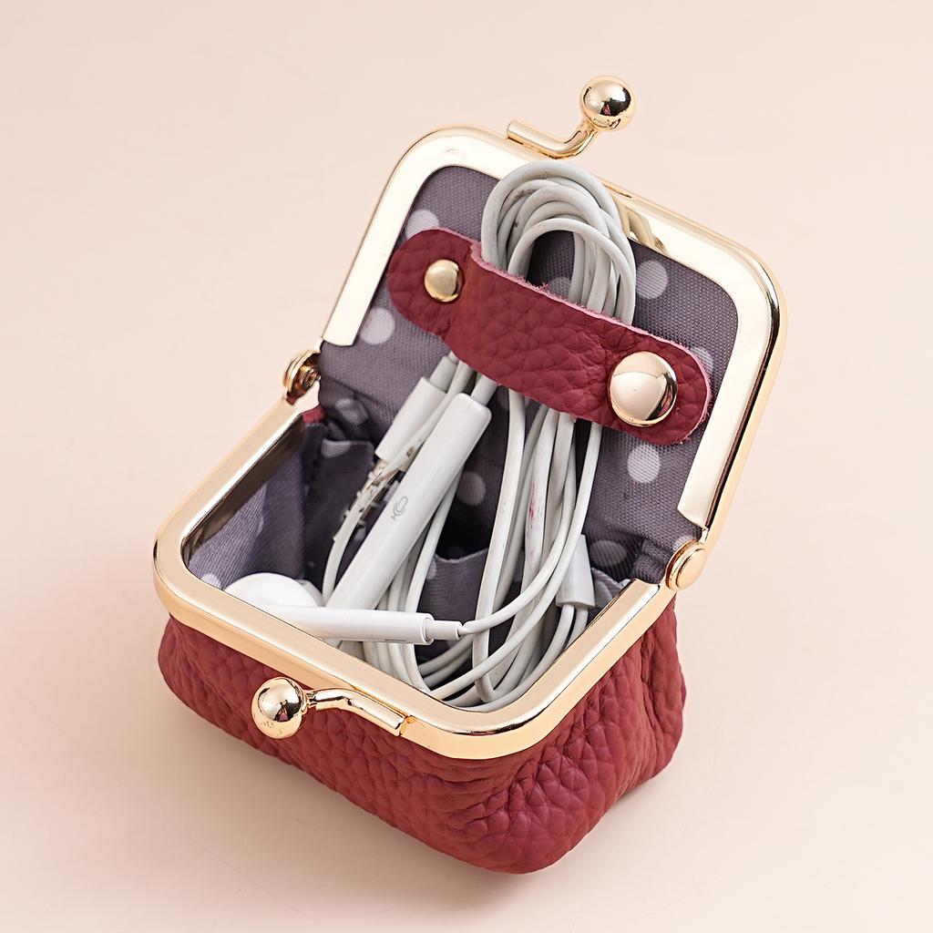 Läder Dams Diamantring Halsband Smyckespåse Mini Myntpåse Ring Örhängen Smyckeskrin Liten Hörlurs Myntpåse