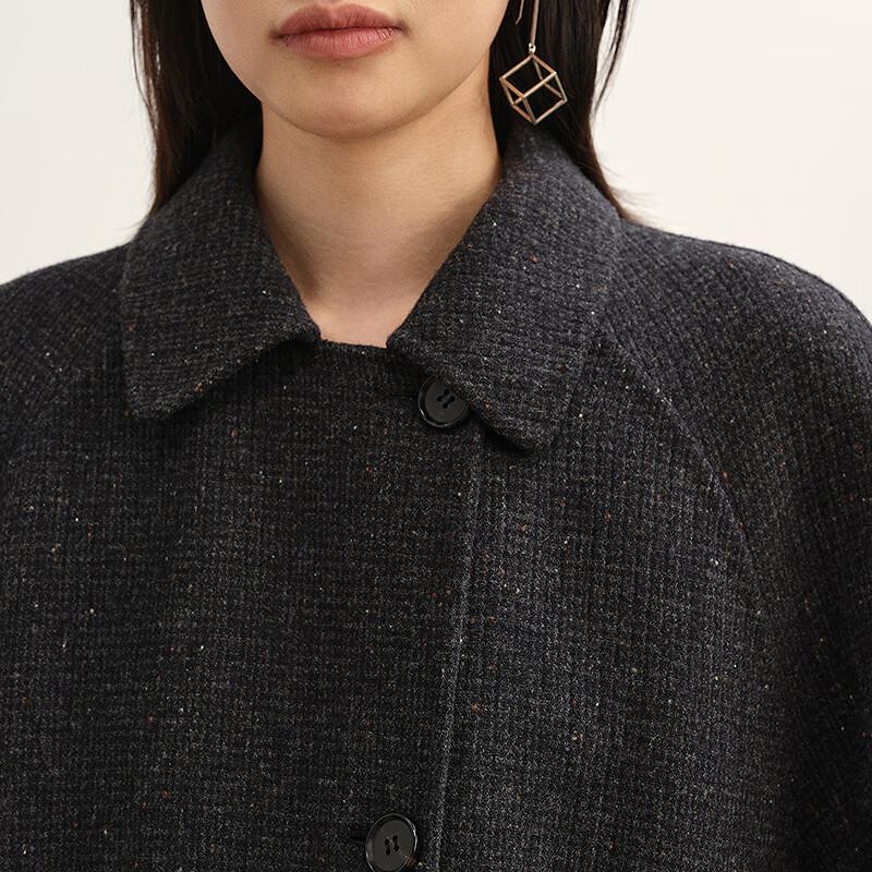 Less Women's Loose Lapel A-line Long Wool Coat