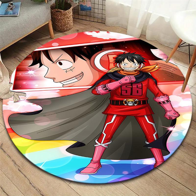 One Piece Monkey D Luffy Round Area Rug Carpet Rug For Living Room Bedroom Sofa Playroom Decor Nonslip Floor Mat