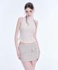 Akeumeseodeu Mock Neck Rib Sleeveless Top (Beige)