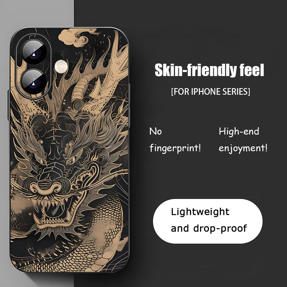 Japanese Dragon Popular Art Phone Case For iPhone 17 16 15 14 13 12 11 X XR XS 8 Plus Mini Pro Max Soft black Shockproof Cover