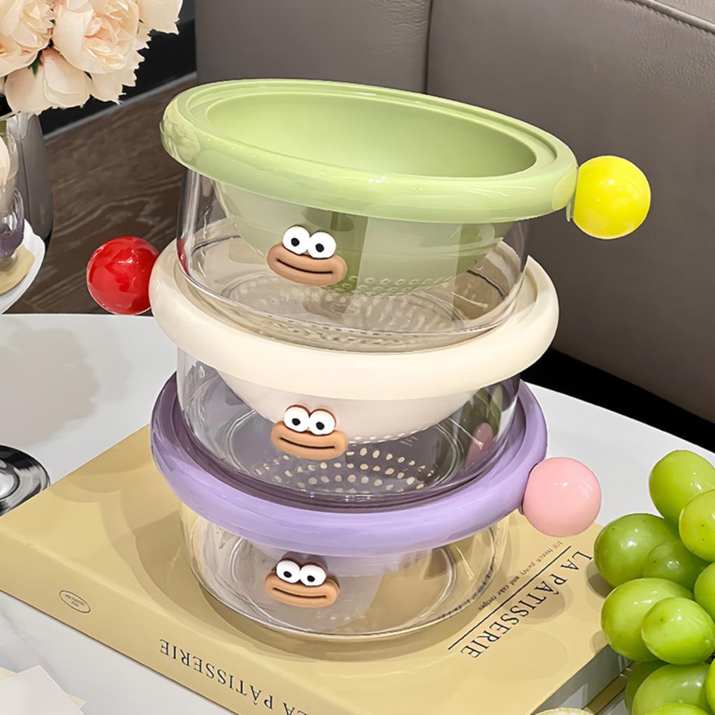 Double-layer Dopamine Basket, Cute Cartoon Household Vegetable Washing Basket