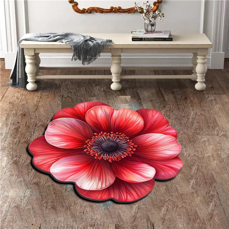 3D Floral Diatomaceous Earth Absorbent Non-Slip Floor Mat for Bathroom, Entrance, Sofa, Bedroom.