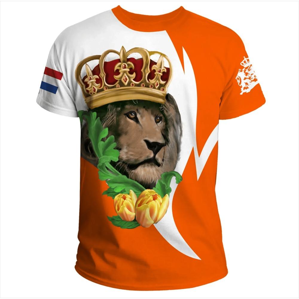 2026 Netherlands Flag T-shirt for Men 3d Printed Dutch Orange T Shirt Oversized Short Sleeve Outdoor Sports Tops Tee Shirts