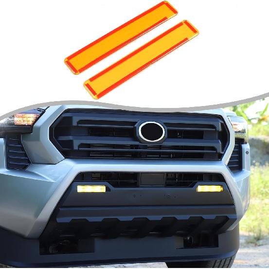 Daeiclru Front Fog Light Cover Trim Compatible with Toyota Tacoma 2024 2025+, Front Bumper Fog Light Shell Trim Cover Yellow Transparent Protector