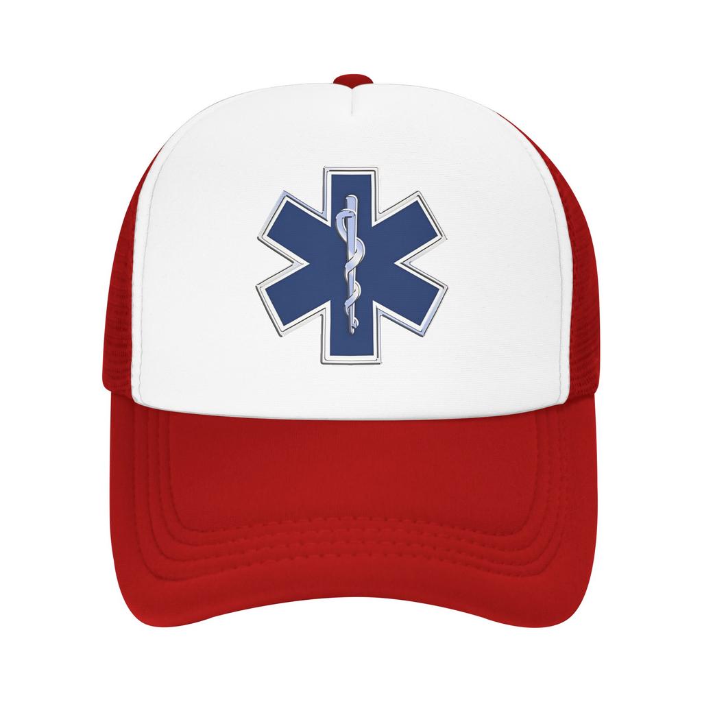 Paramedic Star Of Life  Sun Hats Healthcar Fashion Couple Women Mesh Trucker Hat Wholesale Design Kpop Rock Snapback Cap Gift