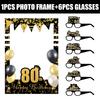 18 To 80 Years Old Birthday Black Gold Paper Glasses Photo Frame Decor Props