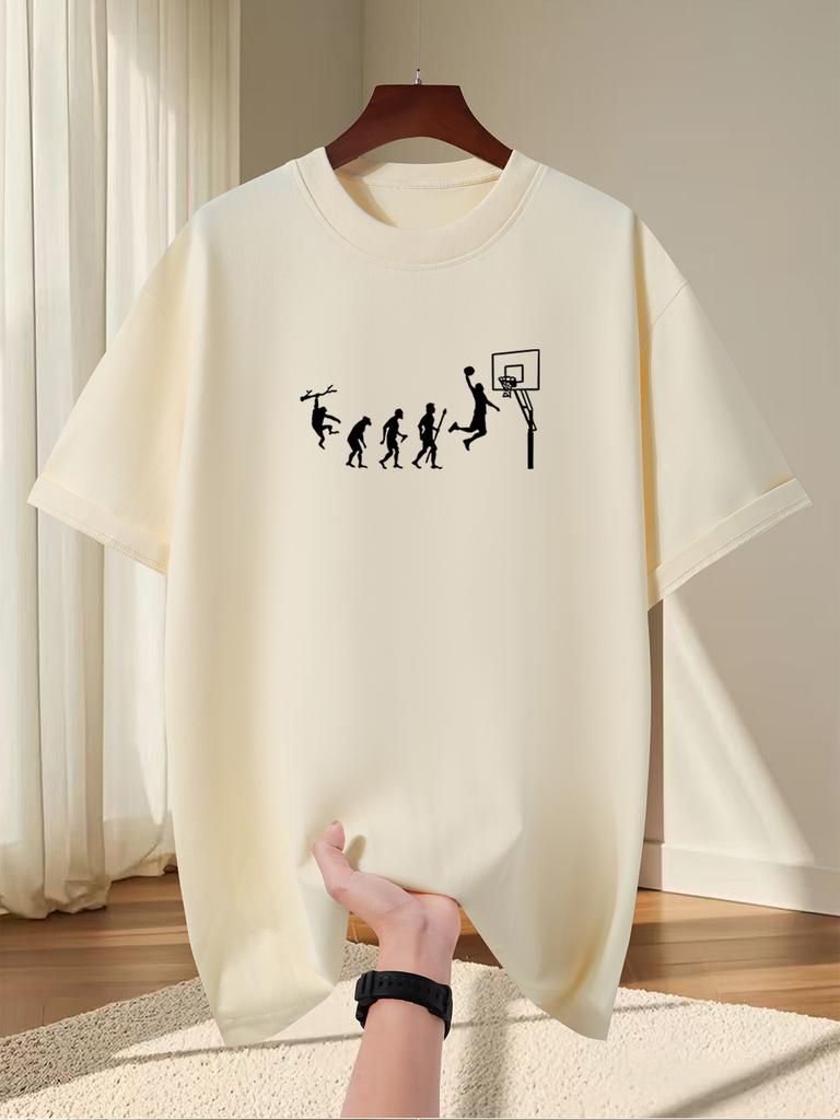 Summer Adult 100 Cotton Trendy Creative Quirky Basketballpatterned Mens Fashion Tshirt Casual Street Trend Outfit Breathable