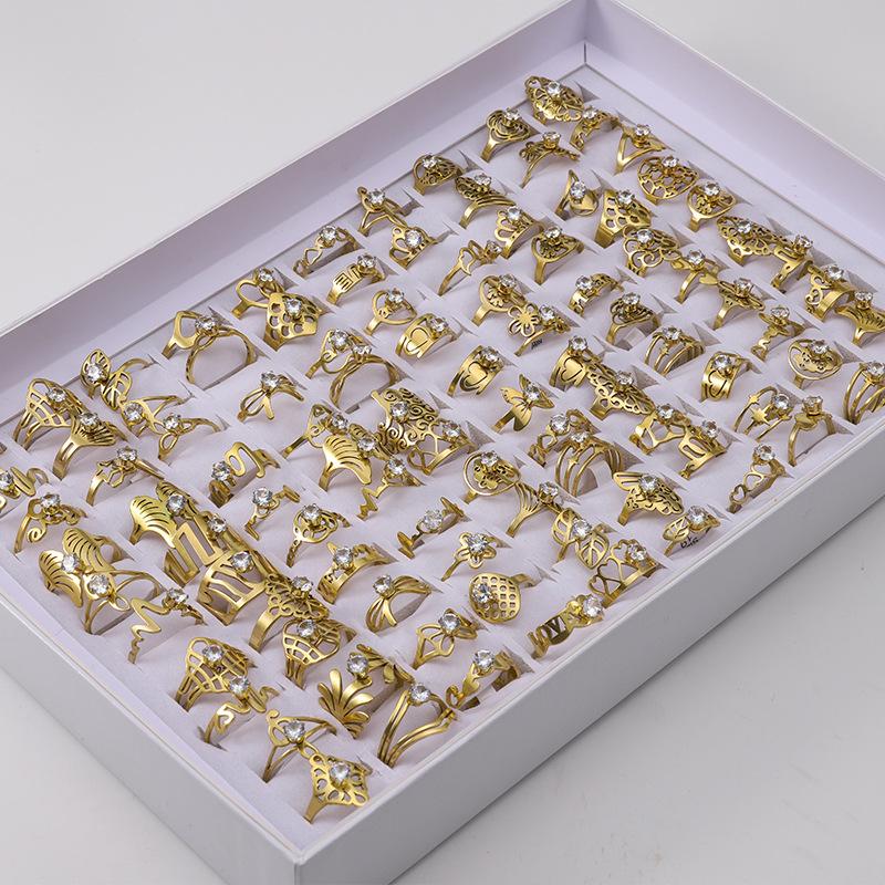 

Кольца из нержавеющей стали, 10 шт., мужские и женские полые кольца из смешанной титановой стали