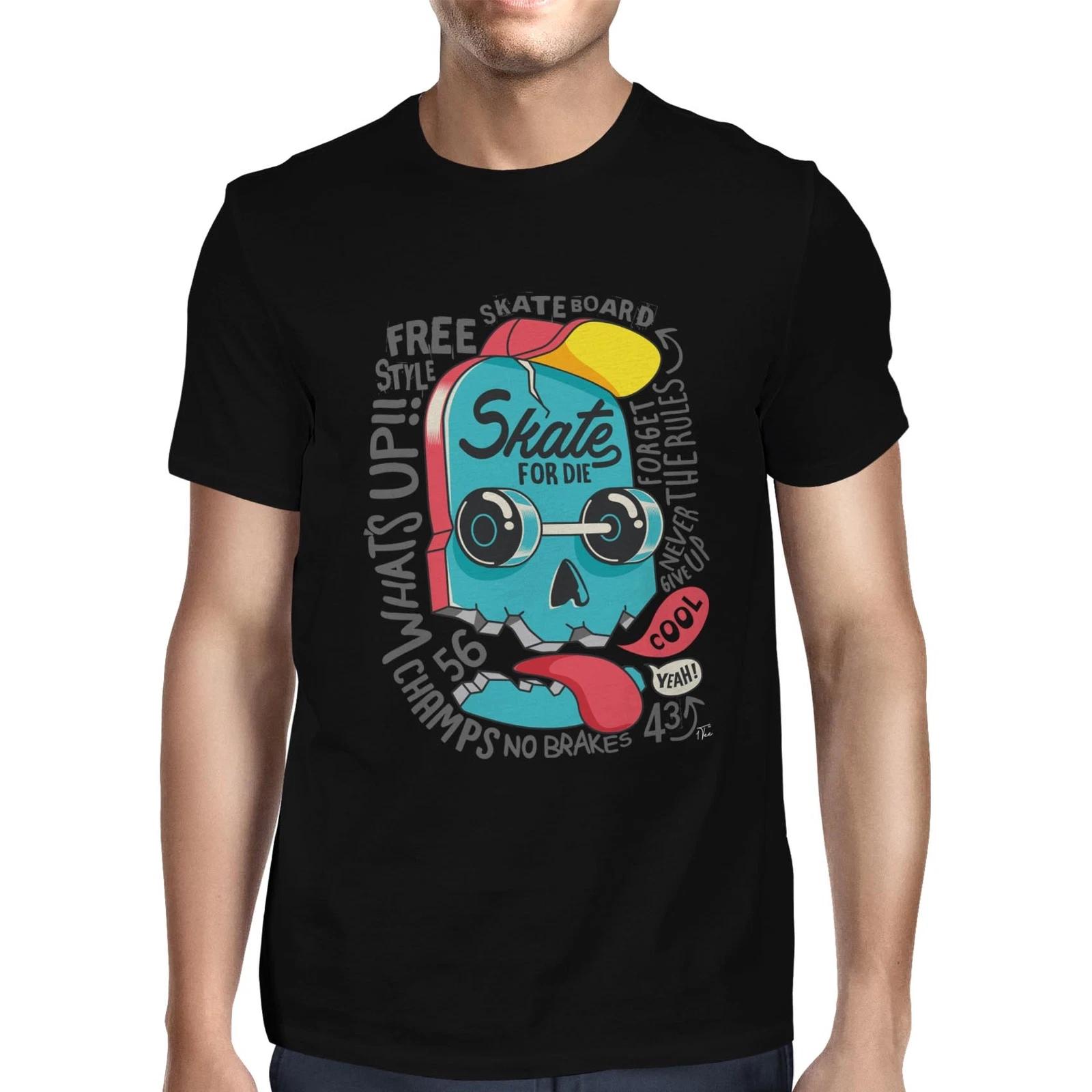 1Tee Mens Skate for Die Skeleton T-Shirt XXXXL