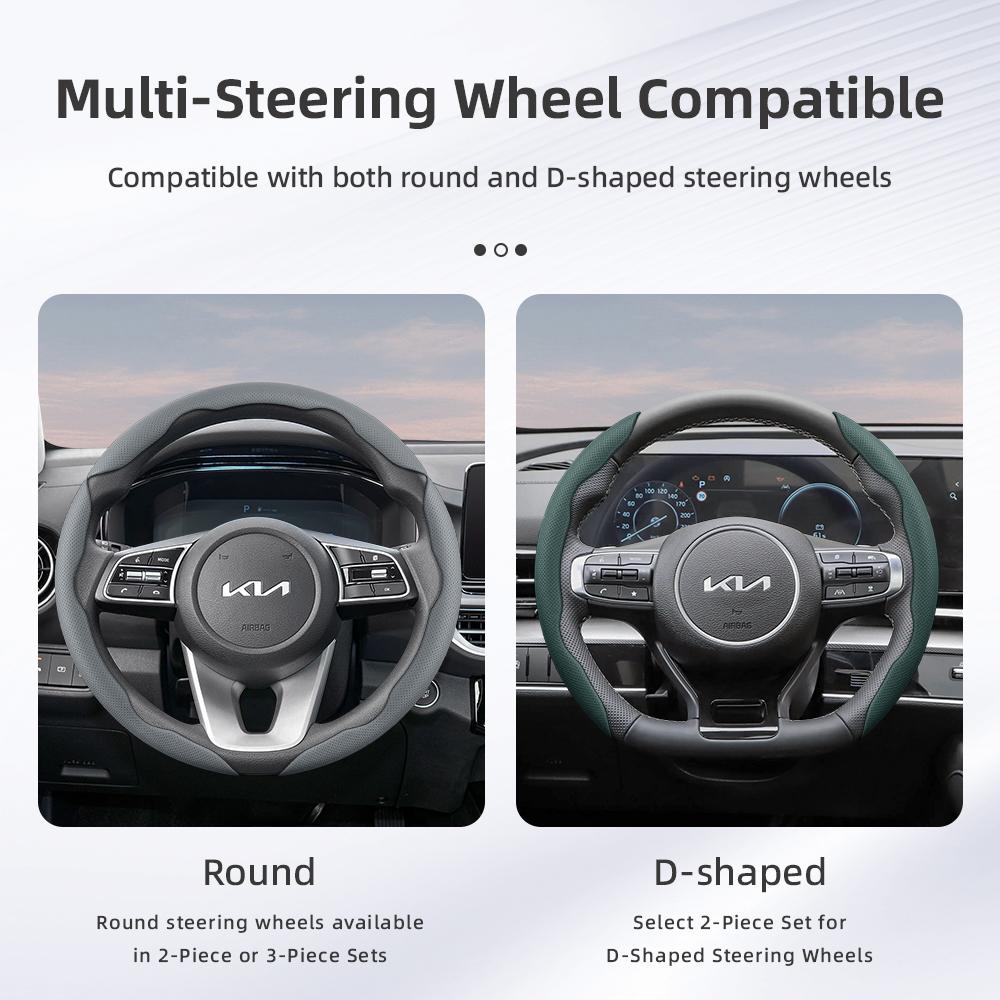 KWTU7 Suitable for Kia Breathable Leather Steering Wheel Cover Segmented Ceed Picanto Sportage optima Ev3 Rio 3 Cerato Stonic Niro K3