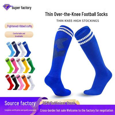 Cyprwolf Non-Slip Striped Over-the-Knee Football Socks for Adults and Kids