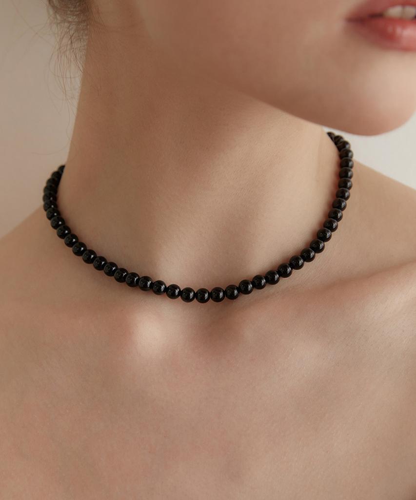 Tatiana (Silver 925) Onyx Candy Ball Necklace Nz2142