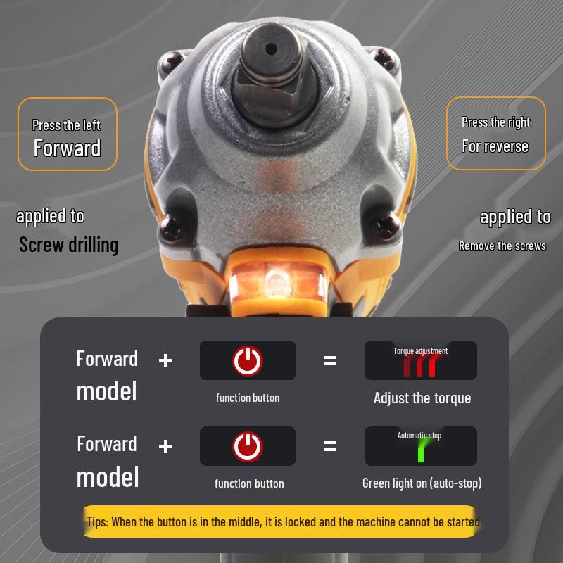 High-Power Brushless Electric Wrench: Lithium Battery, High Torque, Household Pistol Screwdriver, Nail Gun