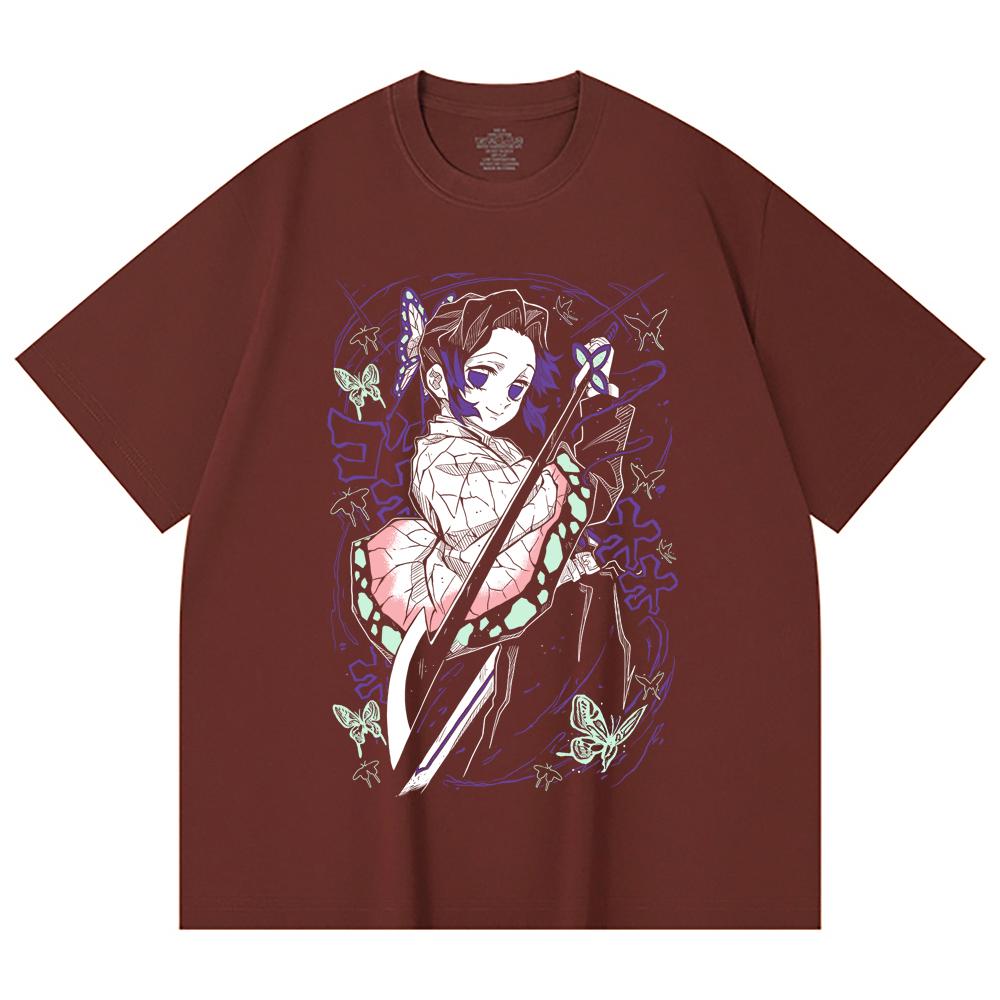 230 Gsm 100% Cotton Demon Slayer V44 Shibobu Print Unisex Heavy Cotton T Shirt