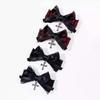 2pcs Gothic Style Bow Hair Clip Sweet Cool Hair Accessories Cosplay Black Wine Red Lace Hair Alligator Clips Barrette