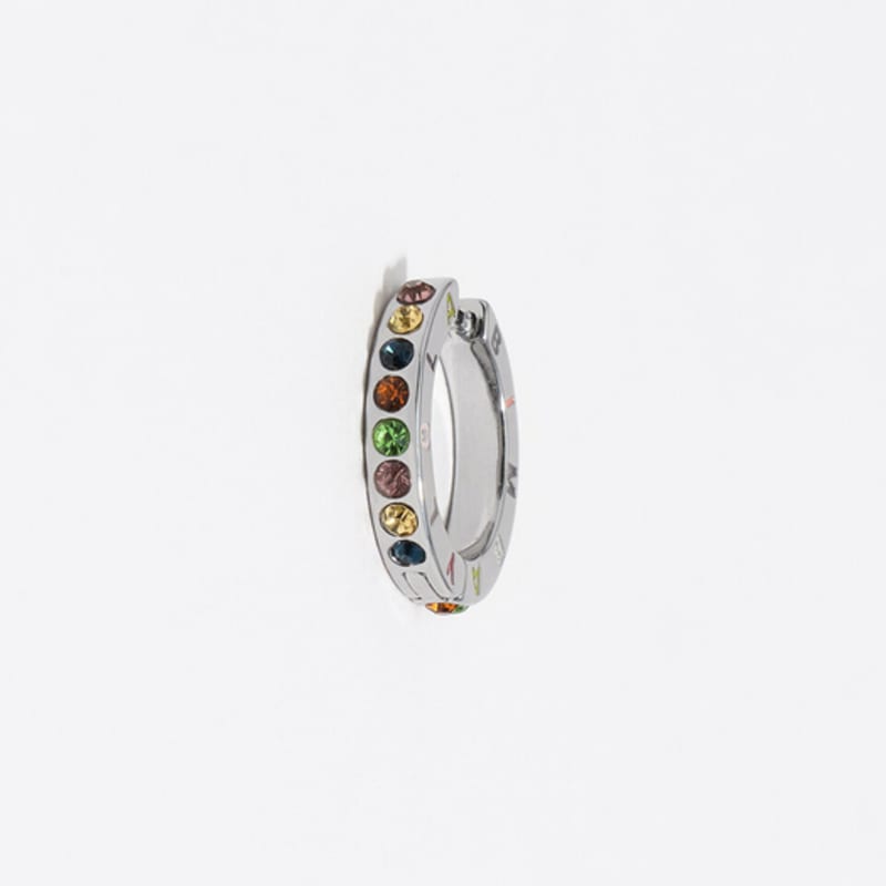 BIMBA Y LOLA [25FW] BIMBA Y LOLA Multicolor Crystal Logo Hoop Silver Earrings B256AIW002SIF