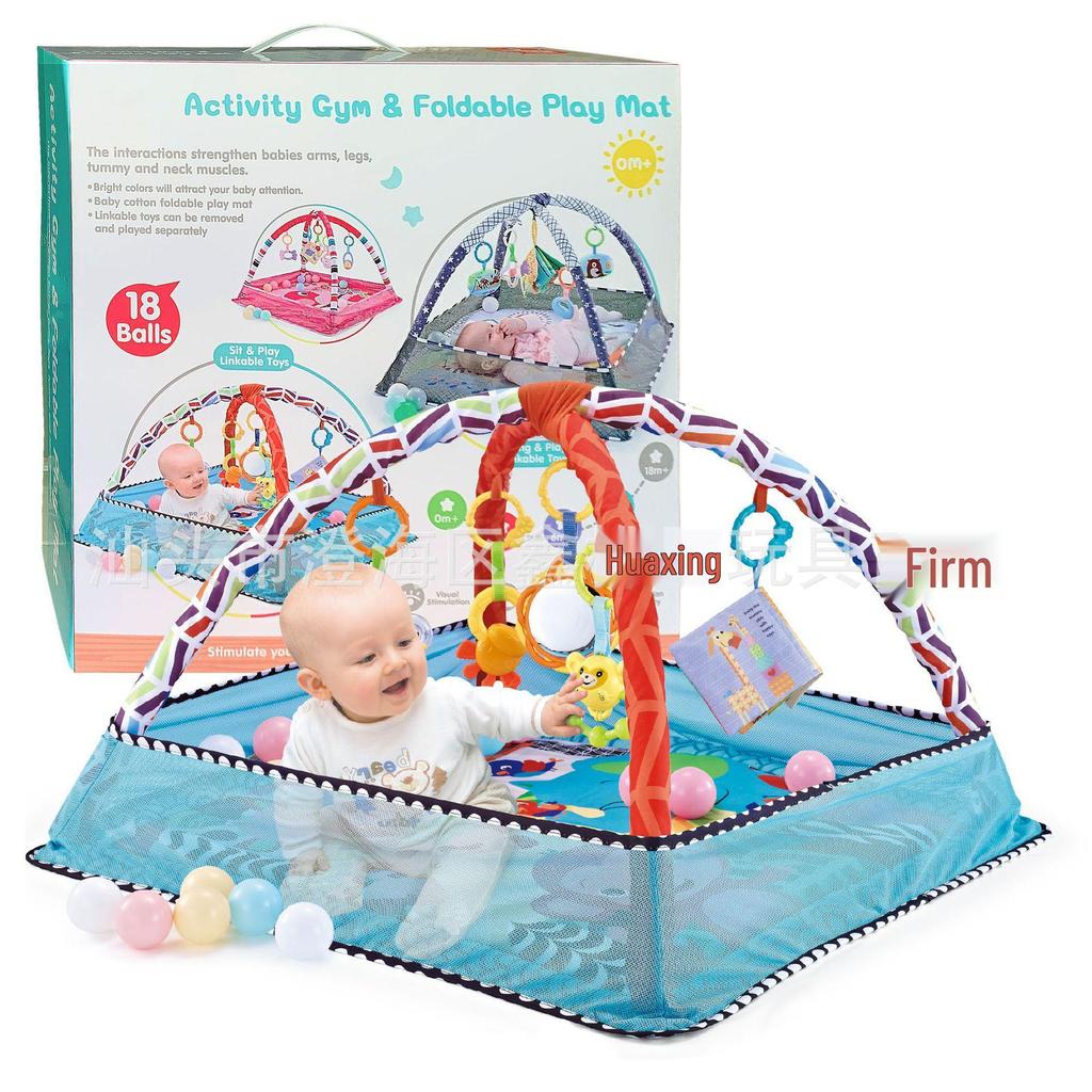 Baby Gym Rack with Ocean Ball Fence & Crawling Mat - For Newborns