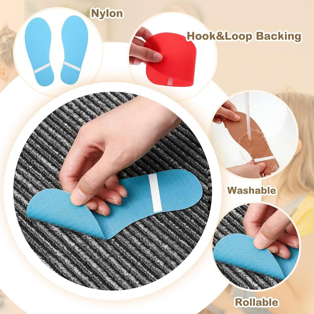 Outus 48 Pieces Feet Carpet Markers, Carpet Markers, Rug Position Spots for Classroom Decoration, Teacher Supplies(Groovy)