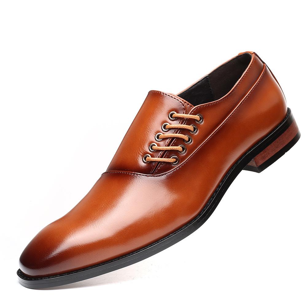 2025 New Men's Large Size Business Dress Leather Shoes Fashion Casual Side Lace Up Men's Shoes Men Shoes