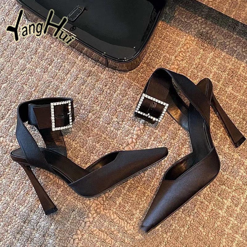 Sexy Diamond Accessories Temperament Dinner Fine Super High Heel Pumps 2024 New Fashion Pointed Elegant Women's Shoes Summer