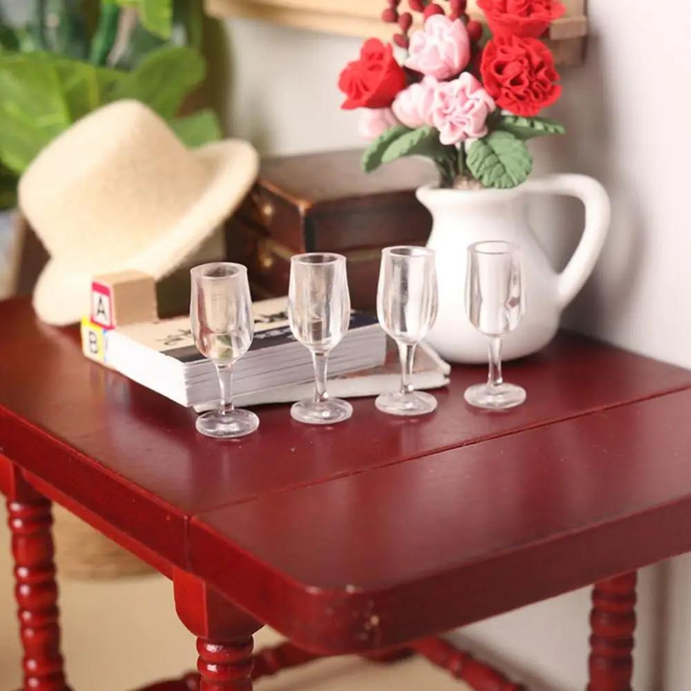 10Pcs/Set Simulation Dollhouse Wine Glass Water Cup Dollhouse Miniature Glass Cup  Scene Ornament