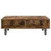 Side Table with Wheels Smoked Oak 90 x 50 x 30 cm