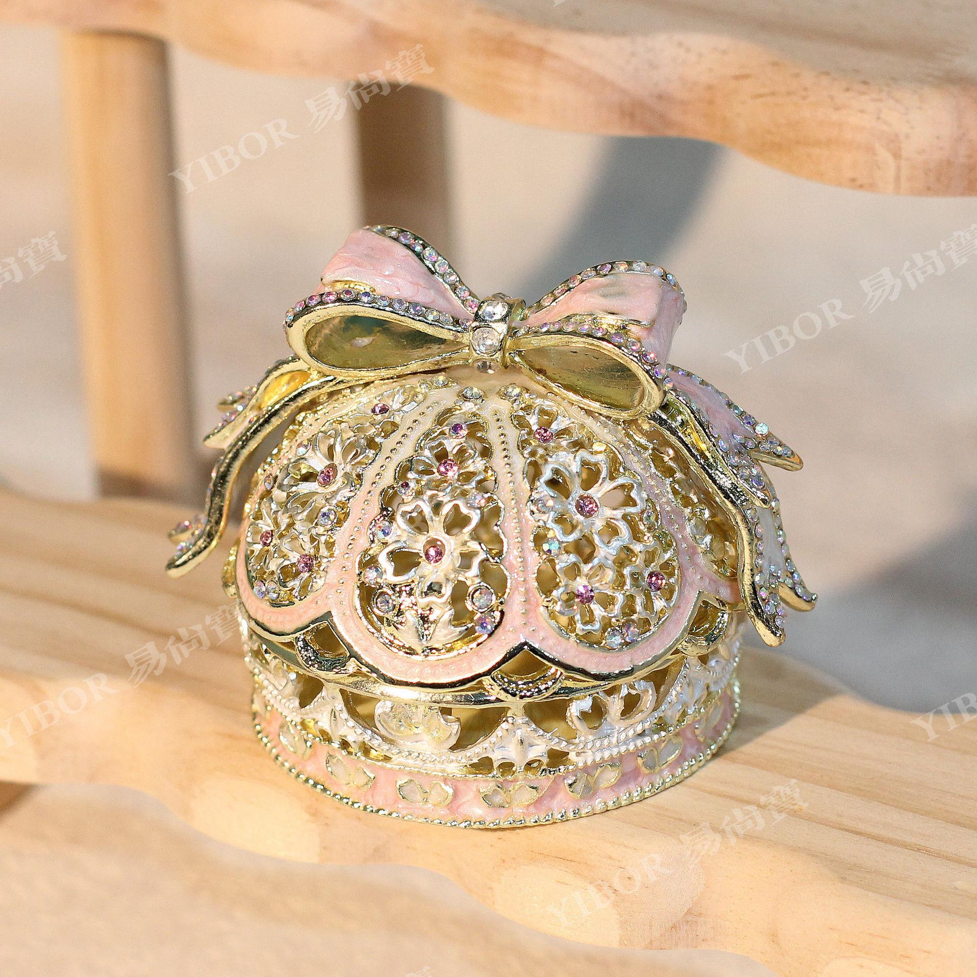 

Light Luxury Enamel Rose Jewelry Box, Alloy Handicraft Ring & Earring Storage, Fashionable Home Desktop Decor Organizer 6 6cm розовый