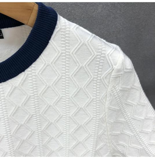 Men's Trendy High-End Short-Sleeve Sweater, Spring/Autumn 2023 Thin Knit Base Layer