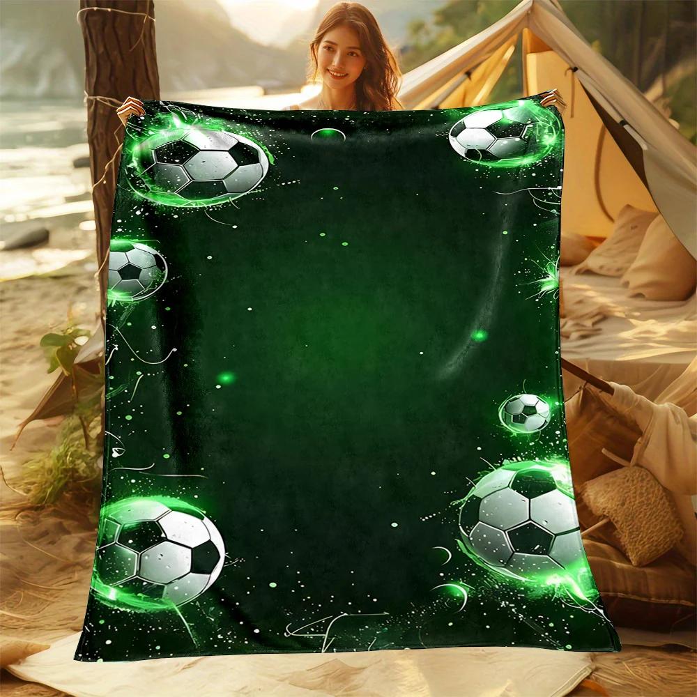 Football Theme Blanket, Soft Throw Blanket for Home Bedroom Bed Sofa Picnic Travel Office Rest Cover Blanket Kids Birthday Gift
