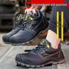 Men's Steel Toe Cowhide Work Shoes - Anti-Smash & Anti-Puncture Protective Footwear for Construction.