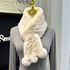 Korean Real Rex Rabbit Fur Whole Leather Woven Scarf Double-sided Thickened Warm Scarf Cute Ball Fur Collar Children