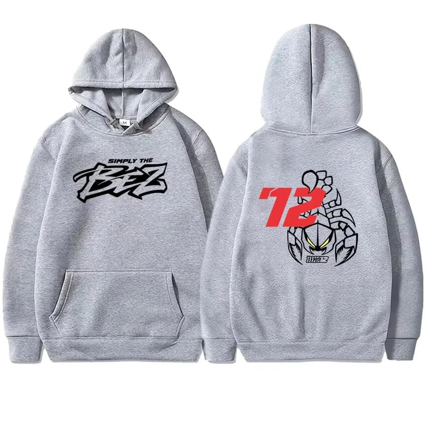 Marco Bezzecchi 2025 Motorradrennen 72 Fahrer Fan Beidseitig bedruckte Fleece-Hoodies für Herren und Damen Herbst Winter Sweatshirt Unisex