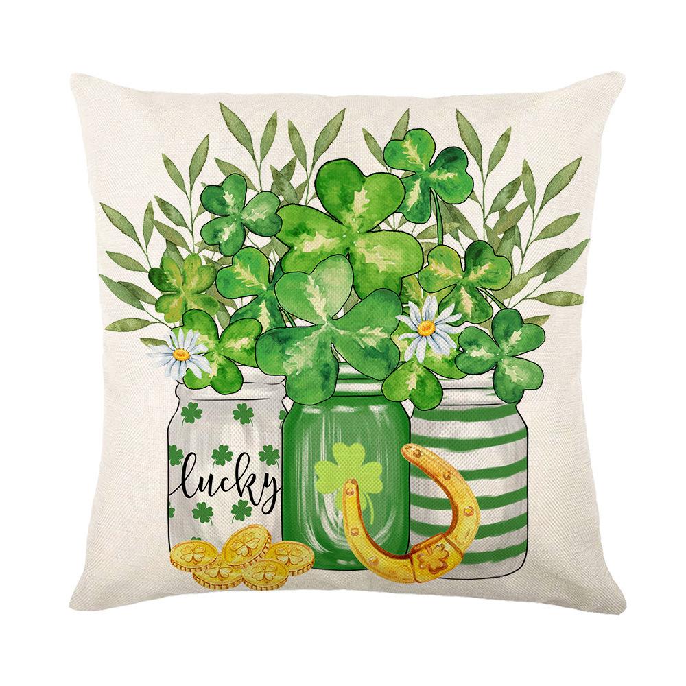 Pillowcase Home Sofa Cushion Cover St. Patrick's Day Pillowcase Cartoon Irish Pillowcase Ins Style