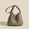 Genuine Leather Women's Soft Bucket Bag - Unique Style & Solid Color Handbag