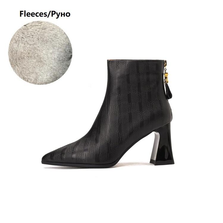 

Мода НОВЫЕ Осенние Женские Ботинки Острый Носок Толстый Каблук Ботинки Натуральная Кожа Обувь для Женщин Лаконичные Ботильоны Высокий Каблук Женские Ботинки 43