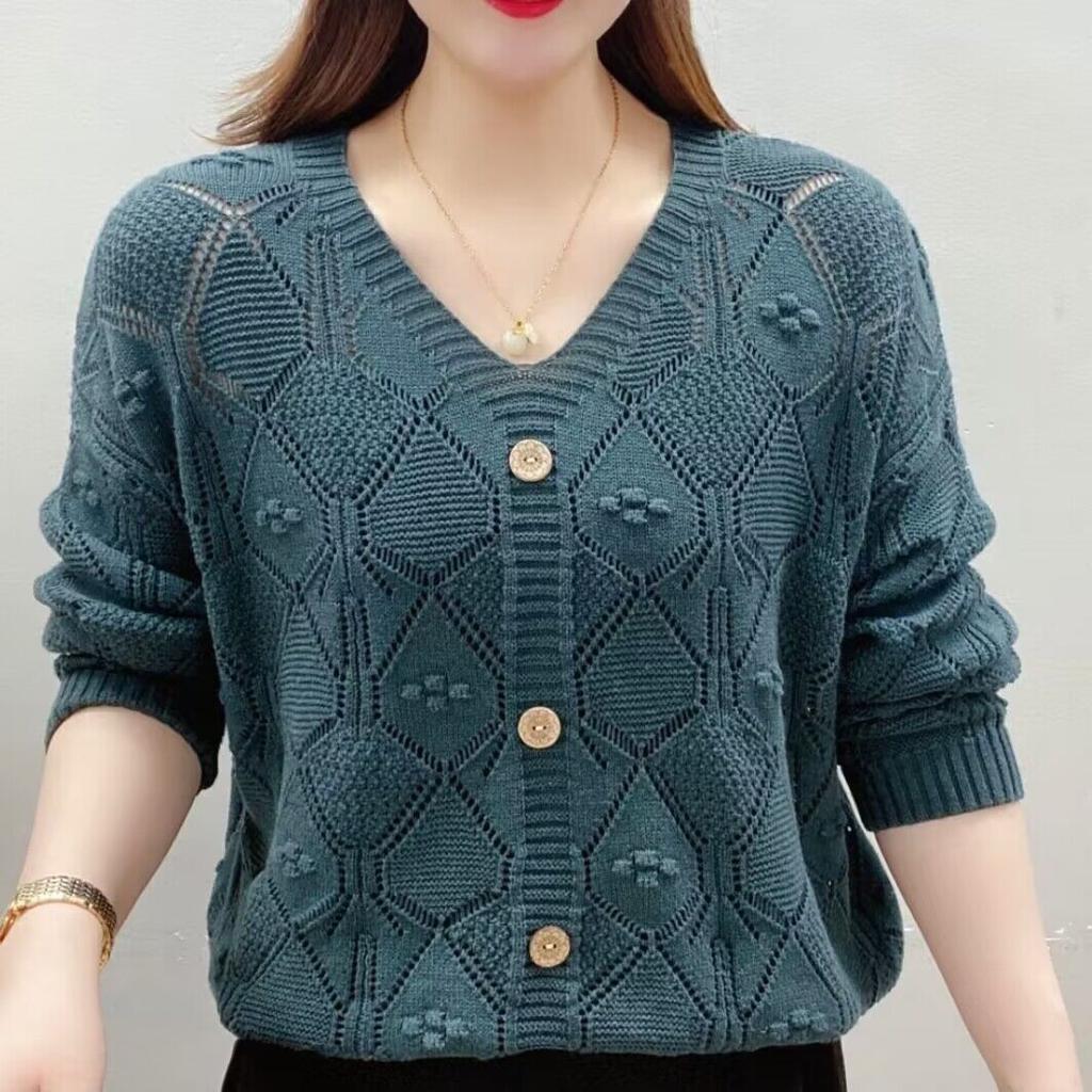 Women Loose Sweater Pullover Women Jumper Spring Autumn Popular Knitwear Top Female Retro Middle Aged Mother Base Shirt