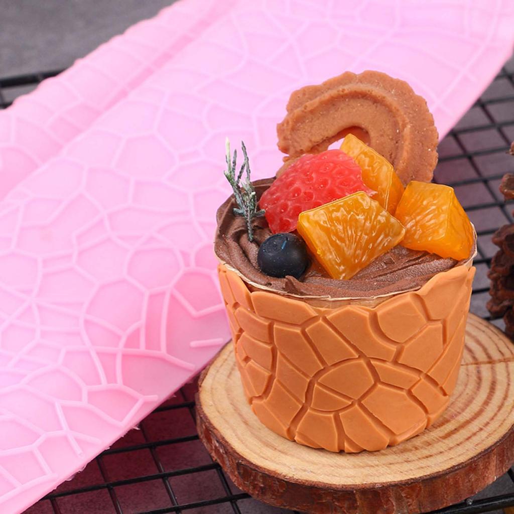 Large Tree Bark Texture Silicone Mould Texture Cake Decorating Silicone Mold for Cupcake Wedding Cake Decoration