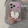 Ins Gentle Purple Polka Dot Temperament White Porcelain Flower for iPhone17promax Apple 16 Mobile Phone Case 15 Bracket