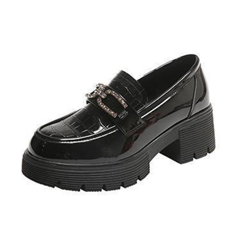 Platform Shoes Children's Super Fire Black Patent Leather Women's New Spring and Autumn British Style Small Leather Shoes