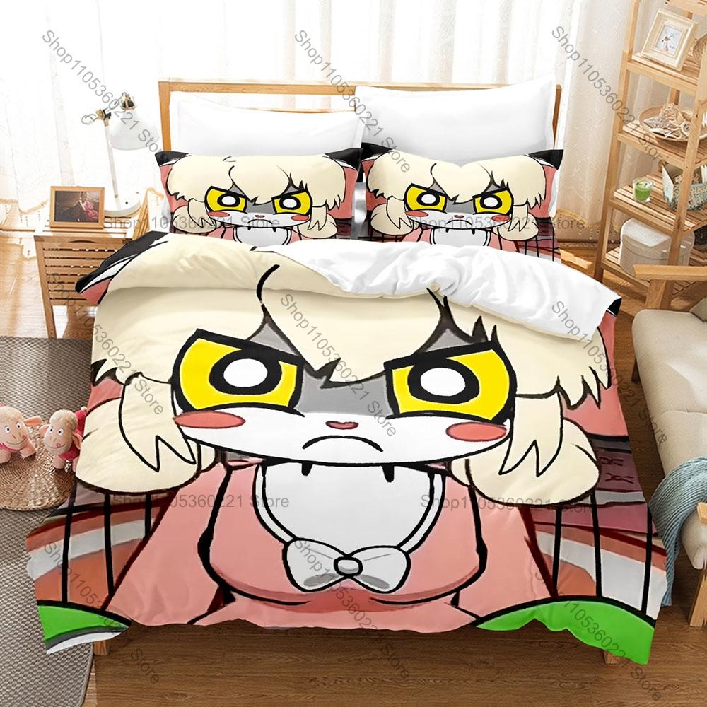 Terrible Mouse Cartoon Print 3PCS Bedding Set Soft Microfiber Duvet Cover 2 Pillowcases Hidden Zipper No Inner Core
