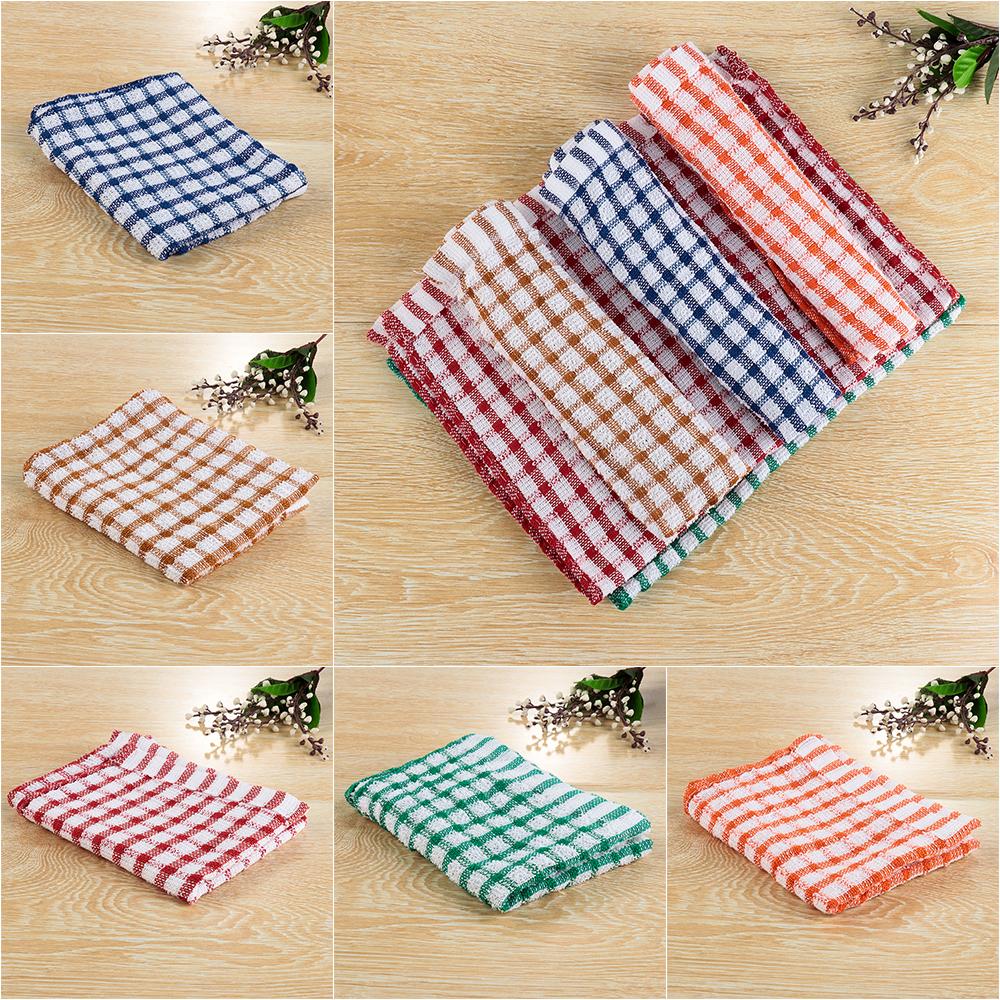 Soft Tea Towels Terry Cotton Kitchen Dish Cloths Clean Microfibre Absorbent Non-stick Cleaning Clothes Kitchen Tool