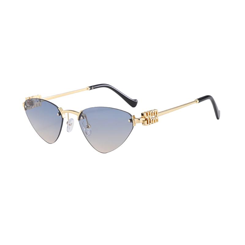 

Модные безободковые металлические солнцезащитные очки «кошачий глаз» для женщин и мужчин, изысканный брендовый дизайнерский аксессуар, солнцезащитные очки для пляжа, путешествий, для женщин и мужчин, очки UV400