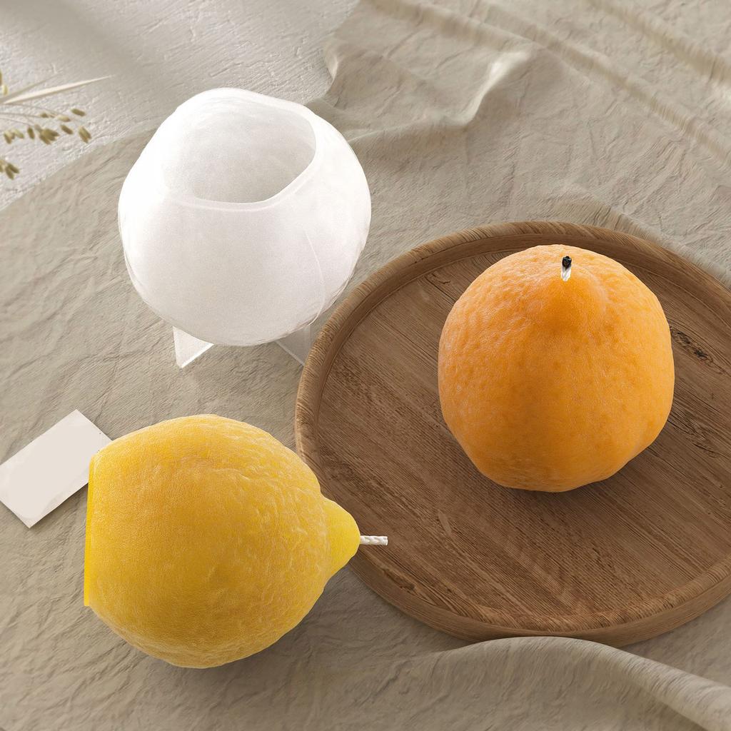 Flexible Reusable Silicone Mold for Creating 3D Lemon Shape Scented Candles Soap Making and Epoxy Resins Crafts Projects