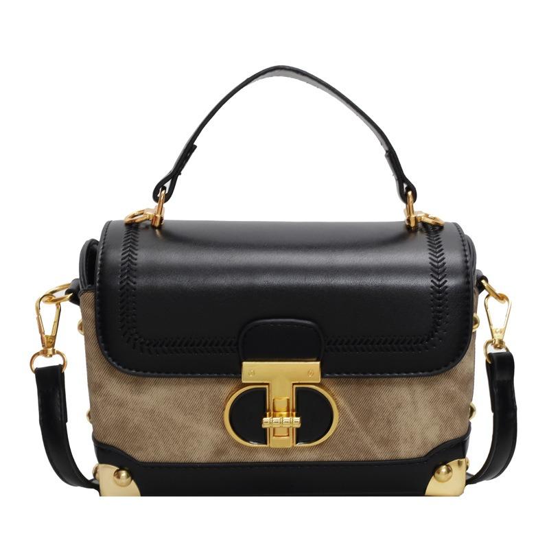 Popular Contrasting Small Bags Women's New Autumn and Winter Versatile Messenger Bags Fashionable Portable Small Square Bags